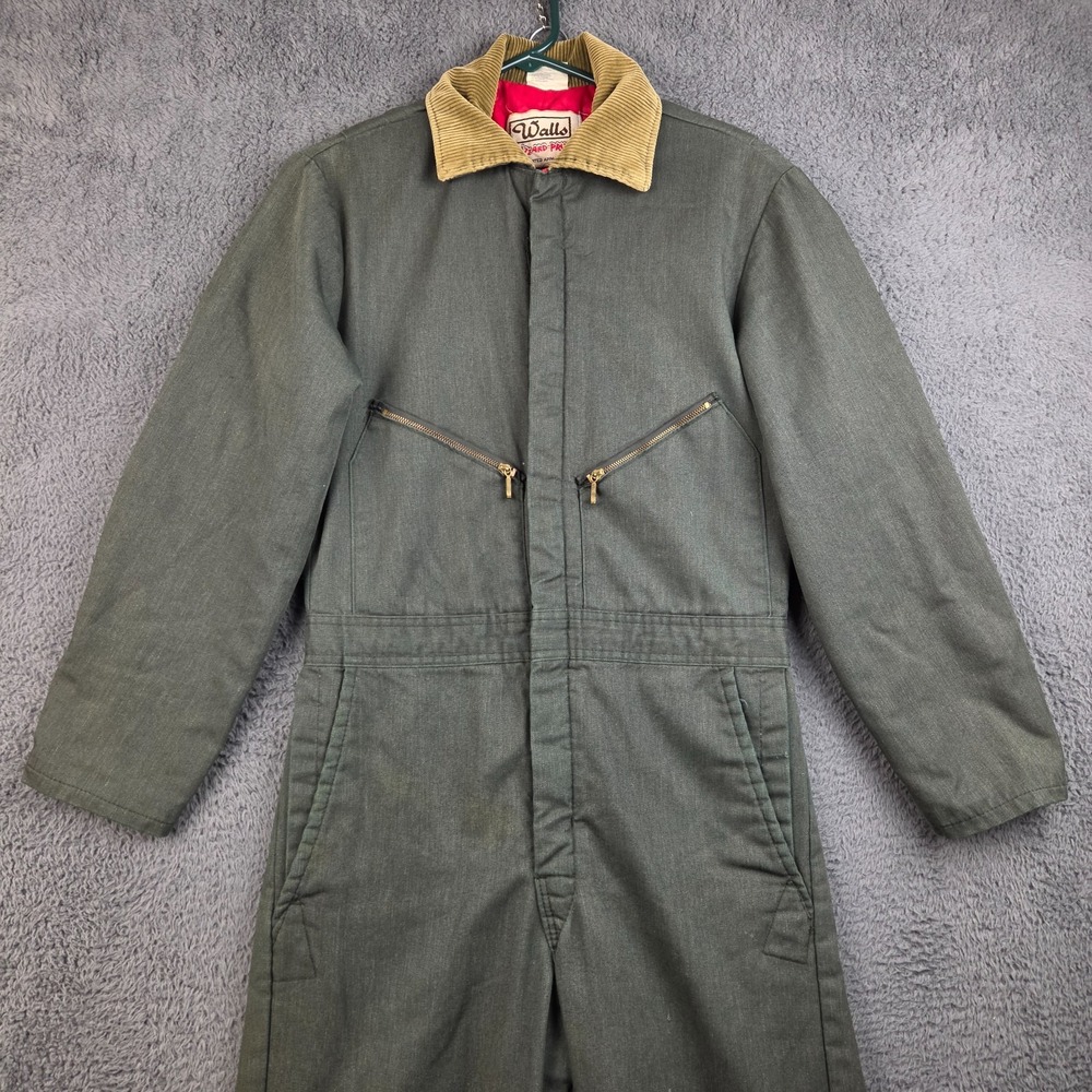 Vintage Walls Blizzard-Pruf Coveralls Men's Small Short Green Insulated 80s 90s